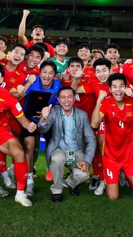Niềm vui của thành viên U23 Việt Nam sau chiến thắng. (Nguồn: AFC)