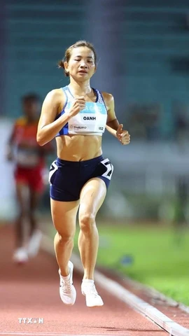 Nguyễn Thị Oanh tiếp tục mang đến hy vọng giành HCV cho Việt Nam trong ngày hôm nay. (Ảnh: TTXVN phát)