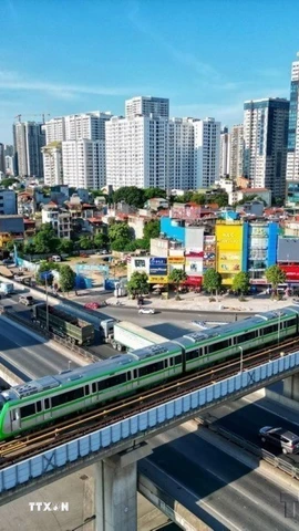 Tuyến đường sắt đô thị Cát Linh-Hà Đông (Hà Nội). (Ảnh: Tuấn Anh/TTXVN)