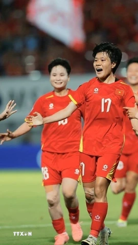 Việt Nam là đội duy nhất toàn thắng ở vòng bảng AFF Cup nữ 2025. (Ảnh: Minh Quyết/TTXVN)