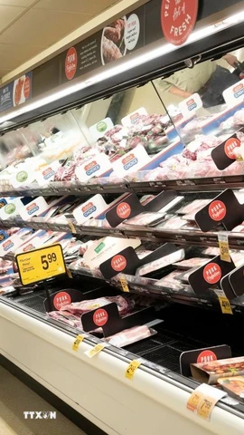 Người tiêu dùng mua sắm tại siêu thị ở Millbrae, bang California, Mỹ. (Nguồn: THX/TTXVN)