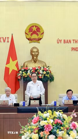 Chủ tịch Quốc hội Trần Thanh Mẫn phát biểu khai mạc Phiên họp thứ 2 của Ủy ban Thường vụ Quốc hội. (Ảnh: Doãn Tấn/TTXVN)
