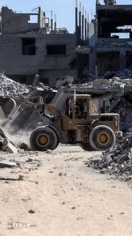 Cảnh đổ nát do xung đột tại Gaza. (Ảnh: THX/TTXVN)