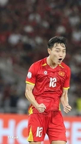 Niềm vui của các cầu thủ U23 Việt Nam. (Ảnh: TTXVN phát)