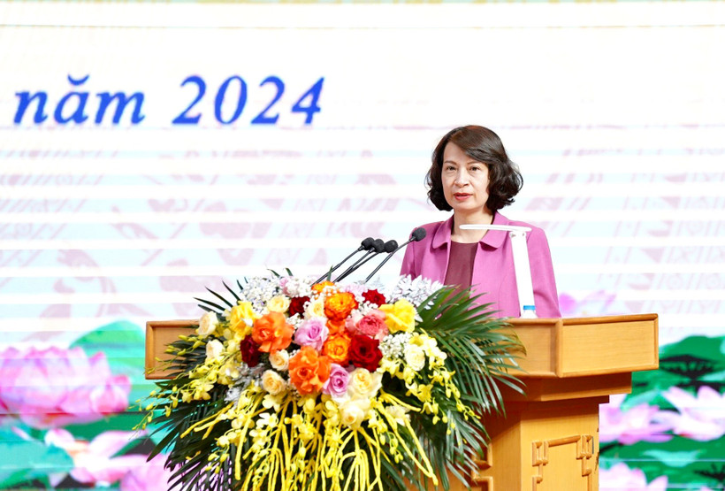 Thứ trưởng Bộ Y tế Nguyễn Thị Liên Hương phát biểu tại hội thảo. (Ảnh: PV/Vietnam+)