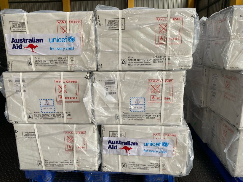 Việt Nam nhận được 490.600 liều vaccine 5 trong 1 từ hỗ trợ của Chính phủ Australia. (Ảnh: PV/Vietnam+)