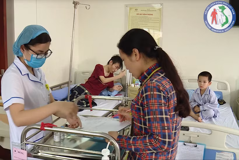 Điều trị cho bệnh nhân máu khó đông tại Viện Huyết học - Truyền máu Trung ương. (Ảnh: PV/Vietnam+)