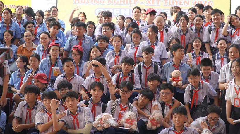 Ngày hội tuyển sinh Cao đẳng Bách khoa Sài Gòn trở thành điểm hẹn hướng nghiệp của hơn 1.000 học sinh các trường THCS và THPT tại thành phố Hồ Chí Minh. (Ảnh: Khánh Ly/Vietnam+)