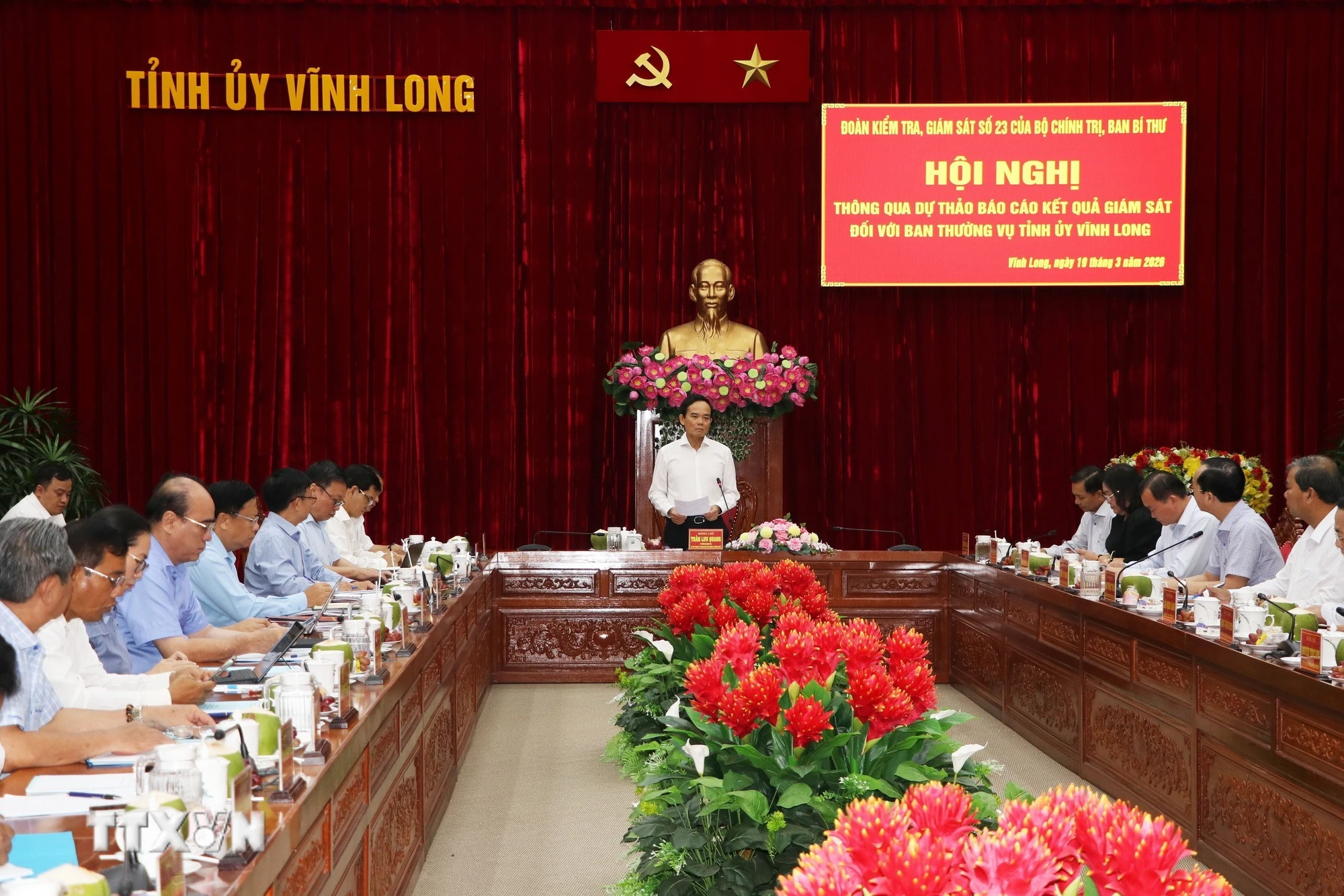 Đoàn kiểm tra của Bộ Chính trị do Bí thư Lâm làm việc với Tỉnh ủy Vĩnh Long