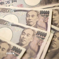 Đồng tiền mệnh giá 10.000 yen của Nhật Bản. (Ảnh: THX/TTXVN)