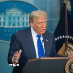 Tổng thống Mỹ Donald Trump phát biểu tại Nhà Trắng, Washington, D.C. (Ảnh: THX/TTXVN)