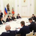 Thủ tướng Phạm Minh Chính hội kiến Tổng thống Nga Vladimir Putin. (Ảnh: Dương Giang/TTXVN)