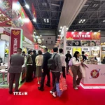 Khu vực gian hàng của các doanh nghiệp Việt Nam tấp nập khách tham quan. (Ảnh: Xuân Giao/TTXVN)