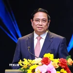 Thủ tướng Phạm Minh Chính phát biểu tại Lễ bế mạc Liên hoan Truyền hình toàn quốc lần thứ 42. (Ảnh: Dương Giang/TTXVN)