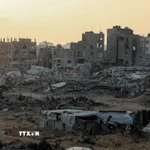 Cảnh đổ nát do xung đột tại Dải Gaza. (Ảnh: THX/TTXVN)