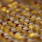 Vàng nhẫn được bày bán tại cửa hàng ở Yangon, Myanmar. (Ảnh: THX/TTXVN)