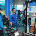 Mua, bán xăng tại điểm kinh doanh xăng, dầu Petrolimex. (Ảnh: Trần Việt/TTXVN)