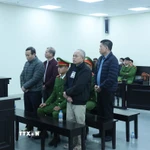 Các bị cáo nghe Tòa tuyên án. (Ảnh: Kim Anh/TTXVN)