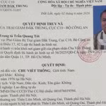 Quyết định truy nã Chu Viết Thông.