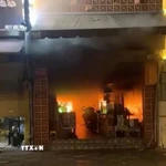 Hiện trường vụ hỏa hoạn làm 4 người tử vong. (Ảnh: TTXVN phát)