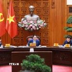 Thủ tướng Phạm Minh Chính chủ trì họp Thường trực Chính phủ về phát triển Đề án Khu thương mại tự do và Trung tâm lọc hóa dầu và năng lượng quốc gia tại Dung Quất. (Ảnh: Dương Giang/TTXVN)