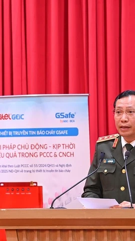 Thượng tướng Lê Văn Tuyến, Thứ trưởng Bộ Công an phát biểu tại lễ ra mắt Trung tâm.(Nguồn: QĐND)