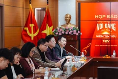 Đài Tiếng nói Việt Nam tổ chức họp báo thông tin về Chương trình nghệ thuật “Với Đảng vẹn toàn niềm tin yêu”. (Ảnh: PV/Vietnam+)