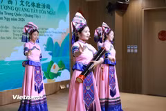 Tiết mục múa “Say đắm quê hương dân tộc Choang.” (Ảnh: Minh Vũ/Vietnam+)