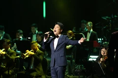 Ca sỹ-chiến sỹ Vũ Thắng Lợi trong đêm nhạc "Mùa chim én bay." (Ảnh: PV/Vietnam+) 