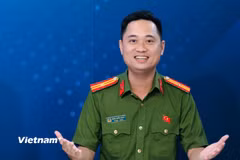 Thiếu tá Đặng Quốc Hùng, Công an phường Dương Nội. (Ảnh: PV/Vietnam+)