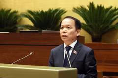 Bộ trưởng Bộ Tư pháp Hoàng Thanh Tùng phát biểu giải trình, làm rõ một số vấn đề đại biểu Quốc hội nêu. (Ảnh: An Đăng/TTXVN)