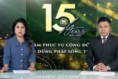 Hình ảnh các biên tập viên tại Bản tin Thời sự cuối cùng của kênh VTC14. (Ảnh chụp màn hình) 
