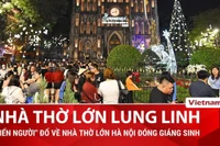 Du khách nước ngoài nườm nượm kéo đến Nhà thờ lớn đón Giáng sinh 