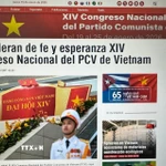 Chuyên trang của Prensa Latina về Đại hội đại biểu toàn quốc lần thứ XIV của Đảng Cộng sản Việt Nam. (Ảnh: TTXVN phát)