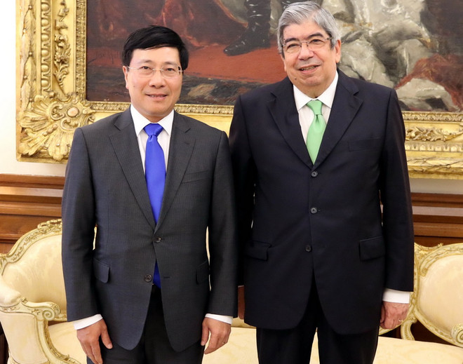 Phó Thủ tướng Phạm Bình Minh hội kiến Chủ tịch Quốc hội Bồ Đào Nha ảnh 1