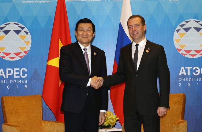 Chủ tịch nước Trương Tấn Sang gặp Thủ tướng Nga Medvedev ảnh 1