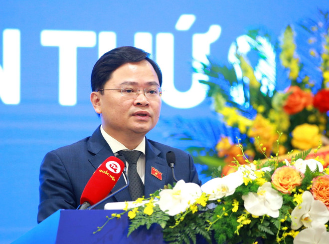Chủ tịch Nhóm Đại biểu Trẻ Quốc hội Việt Nam Nguyễn Anh Tuấn phát biểu tại Phiên khai mạc. (Ảnh: TTXVN) Tạo điều kiện để giới trẻ đóng góp cho hòa bình, thịnh vượng ảnh 4