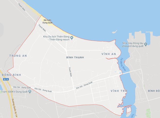 Nơi xảy ra vụ việc. (Nguồn: Google Maps) Quảng Ngãi: Bắt giữ ôtô chở 1.800 lít dầu DO không rõ nguồn gốc ảnh 1