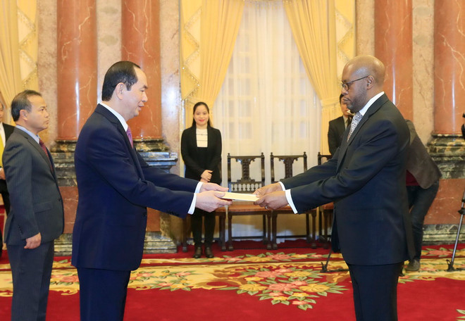 Chủ tịch nước Trần Đại Quang tiếp các Đại sứ trình Quốc thư ảnh 1