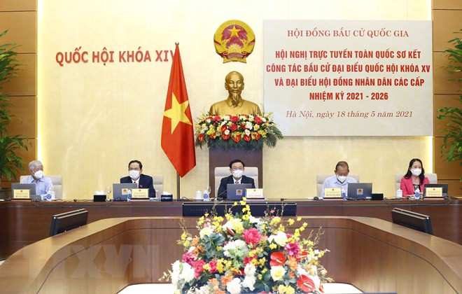 Quang cảnh hội nghị. (Ảnh: Doãn Tấn/TTXVN) Cơ bản hoàn tất công việc chuẩn bị, sẵn sàng cho ngày bầu cử ảnh 1