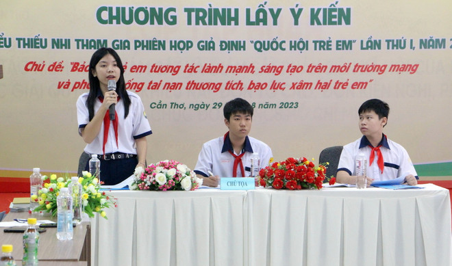 Thiếu nhi Cần Thơ tham gia phiên họp giả định 'Quốc hội Trẻ em' ảnh 1