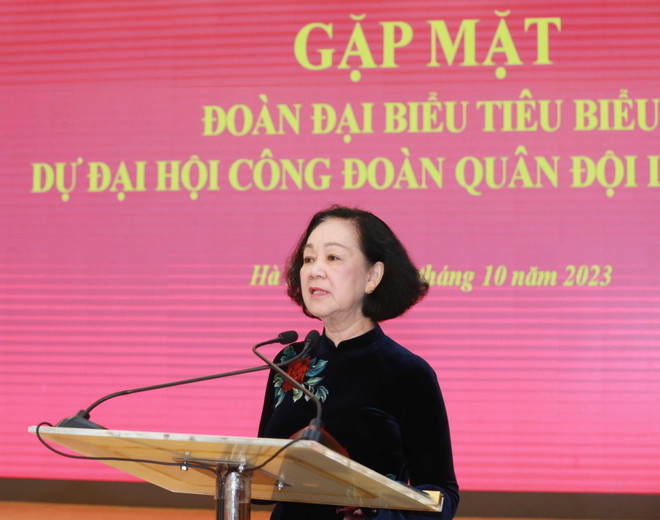 Thường trực Ban Bí thư gặp mặt đại biểu dự Đại hội Công đoàn Quân đội ảnh 3