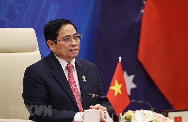 Thủ tướng Phạm Minh Chính phát biểu Hội nghị cấp cao Đông Á lần thứ 16. (Ảnh: Dương Giang/TTXVN) Thủ tướng Phạm Minh Chính dự Hội nghị Cấp cao Đông Á lần thứ 16 ảnh 1
