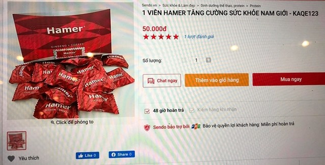 Kẹo Hamer được rao bán trên mạng. Gỡ bỏ sản phẩm kẹo Hamer bán trên các website thương mại điện tử ảnh 1