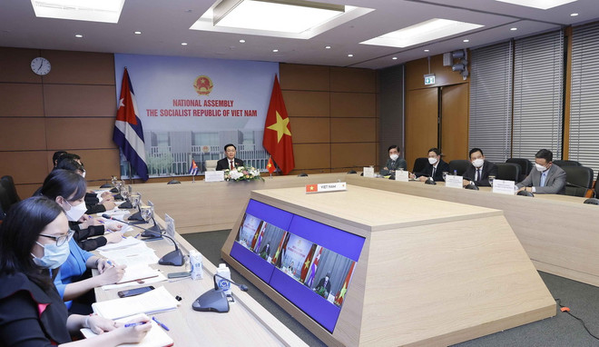 Chủ tịch Quốc hội Việt Nam-Cuba hội đàm theo hình thức trực tuyến ảnh 2
