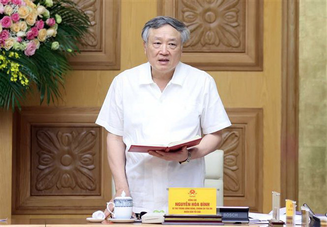 Ông Nguyễn Hòa Bình, Bí thư Trung ương Đảng, Chánh án Toà án Nhân dân Tối cao. (Nguồn: TTXVN) Đại hội đại biểu Đảng bộ Tòa án Nhân dân Tối cao lần thứ 25 ảnh 1