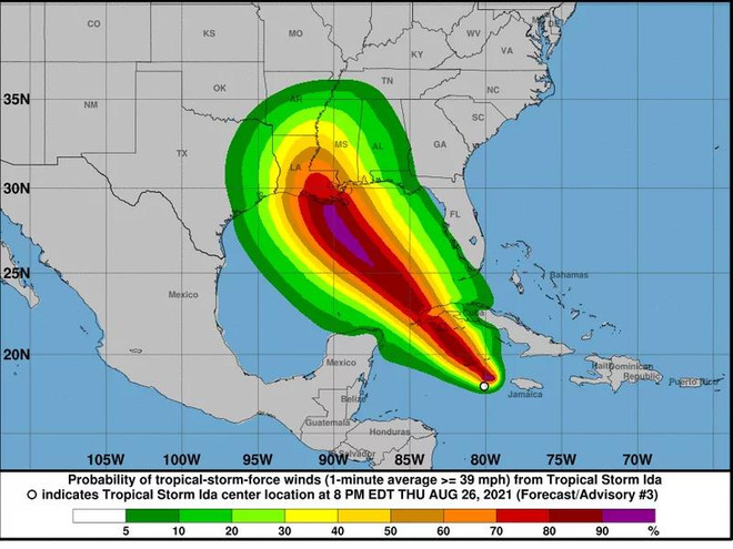 Mỹ: Bão Ida có thể đổ vào vùng duyên hải Vịnh Mexico ảnh 1