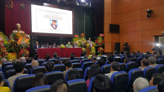 Quang cảnh hội thảo. (Ảnh: Khôi Bình/Vietnam+) Kỷ niệm 85 năm ngày sinh nghệ sỹ đa tài Trương Minh Phương ảnh 1