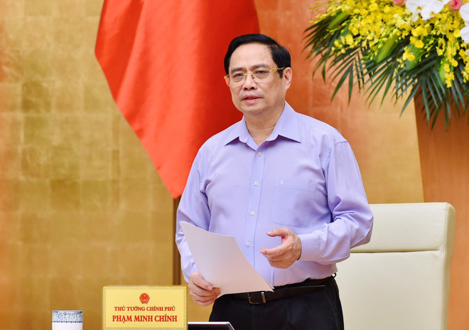 Thủ tướng Phạm Minh Chính phát biểu. (Nguồn: Baochinhphu.vn) Thủ tướng chủ trì phiên họp Chính phủ chuyên đề xây dựng pháp luật ảnh 1