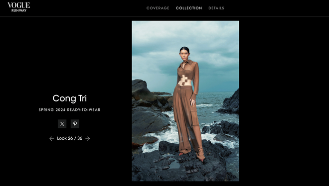 Hình ảnh Tú Anh cùng ghềnh Đá Đĩa trên Vogue Mỹ. (Ảnh: CTV/Vietnam+) Bộ sưu tập của Nguyễn Công Trí xuất hiện trên tạp chí Vogue ảnh 1
